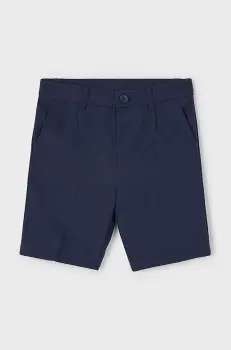 Mayoral pantaloni cu amestec de in pentru copii culoarea bleumarin, cu imprimeu, 3217 imagine