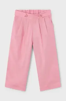 Mayoral pantaloni cu amestec de in pentru copii culoarea roz, neted, 3551 imagine