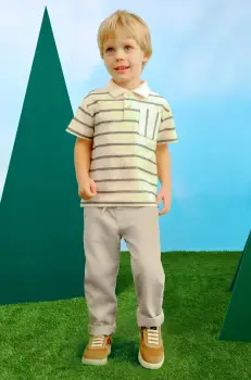 Mayoral pantaloni cu amestec de in pentru copii culoarea verde, neted, 3568 imagine