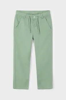 Mayoral pantaloni cu amestec de in pentru copii culoarea verde, neted, 3568 imagine