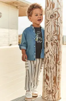 Mayoral pantaloni de bumbac pentru copii culoarea bej, cu imprimeu, 1584 imagine