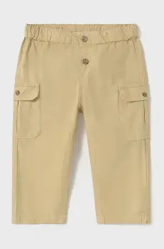 Mayoral pantaloni de bumbac pentru copii culoarea bej, uni, 1581 imagine