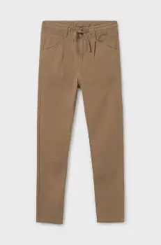 Mayoral pantaloni de bumbac pentru copii relaxed fit culoarea verde, neted, 6525 imagine