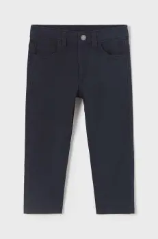 Mayoral pantaloni de bumbac pentru copii slim fit basic culoarea albastru marin, neted, 563 imagine