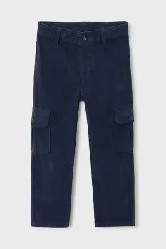 Mayoral pantaloni din catifea pentru copii cargo sztruks culoarea bleumarin, uni, 4564 imagine