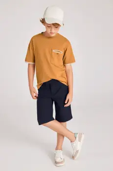 Mayoral pantaloni scurti din amestec de in pentru copii culoarea albastru marin, 6202 imagine