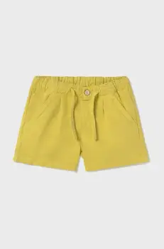Mayoral pantaloni scurti din amestec de in pentru copii culoarea galben, talie reglabila, 1247 imagine