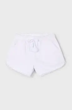 Mayoral pantaloni scurti din bumbac pentru copii culoarea alb, neted, talie reglabila, 607 imagine