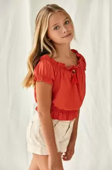 Mayoral pantaloni scurti din bumbac pentru copii culoarea bej, neted imagine