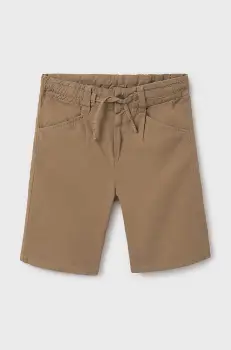 Mayoral pantaloni scurti din bumbac pentru copii culoarea maro, talie reglabila, 6205 imagine