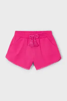 Mayoral pantaloni scurti din bumbac pentru copii culoarea roz, neted, talie reglabila, 607 imagine
