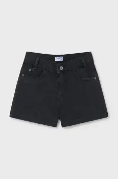 Mayoral pantaloni scurti din denim pentru copii culoarea negru, neted, 6217 imagine