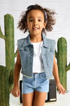 Mayoral pantaloni scurti din denim pentru copii neted, 236 imagine