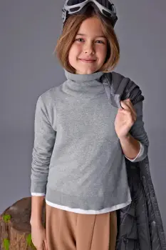 Mayoral pulover culoarea gri, cu guler, 345 imagine