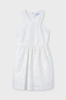 Mayoral rochie cu amestec de in pentru copii culoarea bej, mini, drept, 6976 imagine