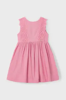 Mayoral rochie cu amestec de in pentru copii culoarea roz, mini, drept, 3910 imagine