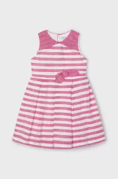 Mayoral rochie cu amestec de in pentru copii culoarea roz, mini, evazati imagine
