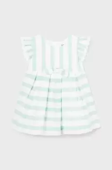 Mayoral rochie din amestec de in pentru bebelusi culoarea turcoaz, mini, evazati imagine