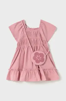 Mayoral rochie din bumbac pentru bebelusi culoarea roz, mini, evazati, 1920 imagine