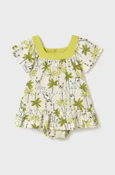 Mayoral rochie din bumbac pentru bebelusi culoarea verde, mini, evazati, 1916 imagine