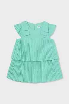 Mayoral rochie din bumbac pentru bebelusi culoarea verde, mini, evazati imagine