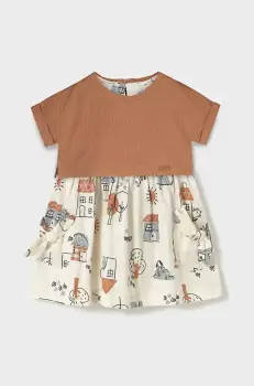 Mayoral rochie din bumbac pentru copii culoarea maro, mini, evazati, 1918 imagine