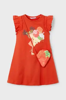 Mayoral rochie din bumbac pentru copii culoarea portocaliu, mini, drept, 3940 imagine
