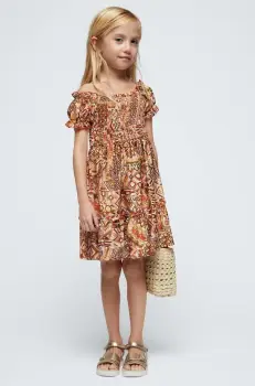 Mayoral rochie din bumbac pentru copii culoarea rosu, mini, evazata imagine