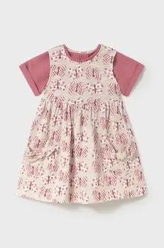 Mayoral rochie din bumbac pentru copii culoarea roz, mini, evazati, 1918 imagine