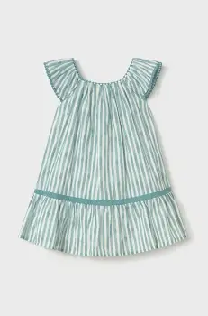 Mayoral rochie din bumbac pentru copii culoarea turcoaz, mini, evazati, 1917 imagine