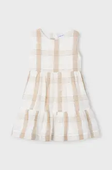 Mayoral rochie din in pentru copii culoarea bej, mini, evazati, 3922 imagine