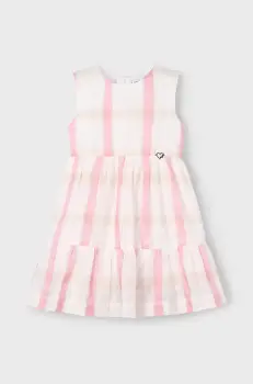 Mayoral rochie din in pentru copii culoarea roz, mini, evazati, 3922 imagine