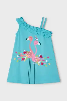 Mayoral rochie fete culoarea turcoaz, mini, drept, 3937 imagine