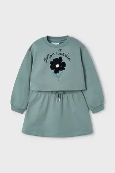 Mayoral rochie si bluza copii culoarea turcoaz, mini, drept, 4927 imagine