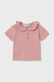 Mayoral tricou copii culoarea roz, cu guler, 1104 imagine
