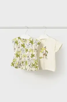 Mayoral tricou de bumbac pentru copii 2-pack culoarea verde, 1047 imagine