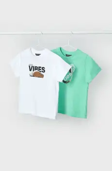 Mayoral tricou de bumbac pentru copii 2-pack culoarea verde, cu imprimeu, 3040 imagine