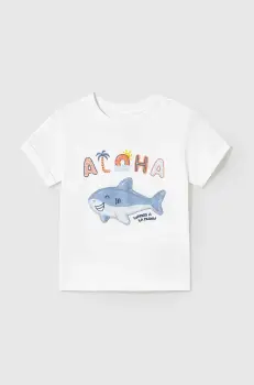 Mayoral tricou de bumbac pentru copii culoarea alb, cu imprimeu, 1066 imagine