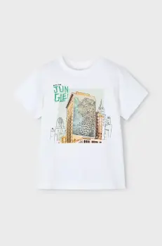 Mayoral tricou de bumbac pentru copii culoarea alb, cu imprimeu, 3043 imagine