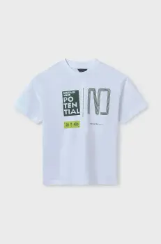 Mayoral tricou de bumbac pentru copii culoarea alb, neted, 6014 imagine