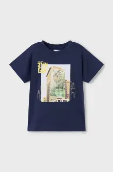 Mayoral tricou de bumbac pentru copii culoarea albastru marin, cu imprimeu, 3043 imagine