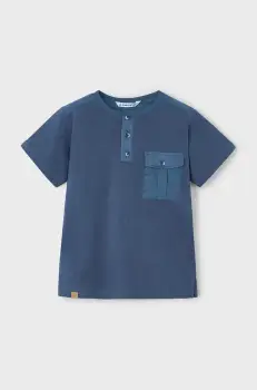 Mayoral tricou de bumbac pentru copii culoarea albastru marin, neted, 3033 imagine