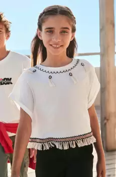 Mayoral tricou de bumbac pentru copii culoarea bej imagine