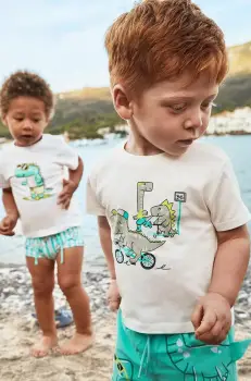 Mayoral tricou de bumbac pentru copii culoarea bej, cu imprimeu, 1062 imagine