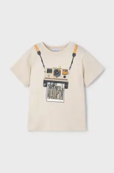 Mayoral tricou de bumbac pentru copii culoarea bej, cu imprimeu, 3044 imagine