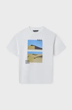 Mayoral tricou de bumbac pentru copii culoarea bej, cu imprimeu, 6007 imagine
