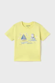 Mayoral tricou de bumbac pentru copii culoarea galben, cu imprimeu, 1059 imagine