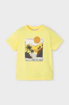 Mayoral tricou de bumbac pentru copii culoarea galben, cu imprimeu, 3034 imagine