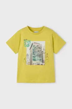 Mayoral tricou de bumbac pentru copii culoarea galben, cu imprimeu, 3043 imagine