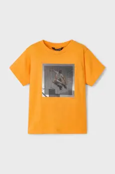 Mayoral tricou de bumbac pentru copii culoarea portocaliu, cu imprimeu, 3035 imagine